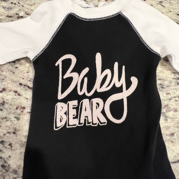 Flap Jack 12m black cream 1-pc Romper snap Baby Bear infant outfit - Picture 2 of 7
